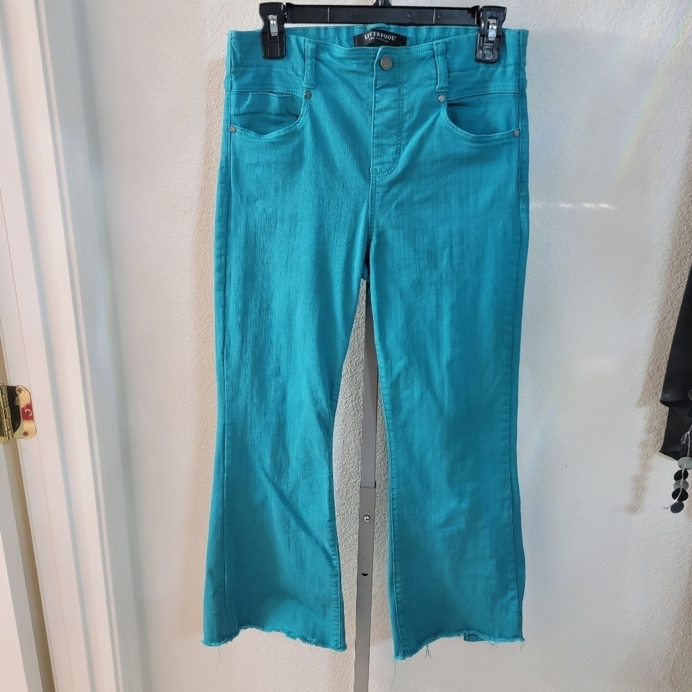 LIVERPOOL Teal Flare Crop Jeans